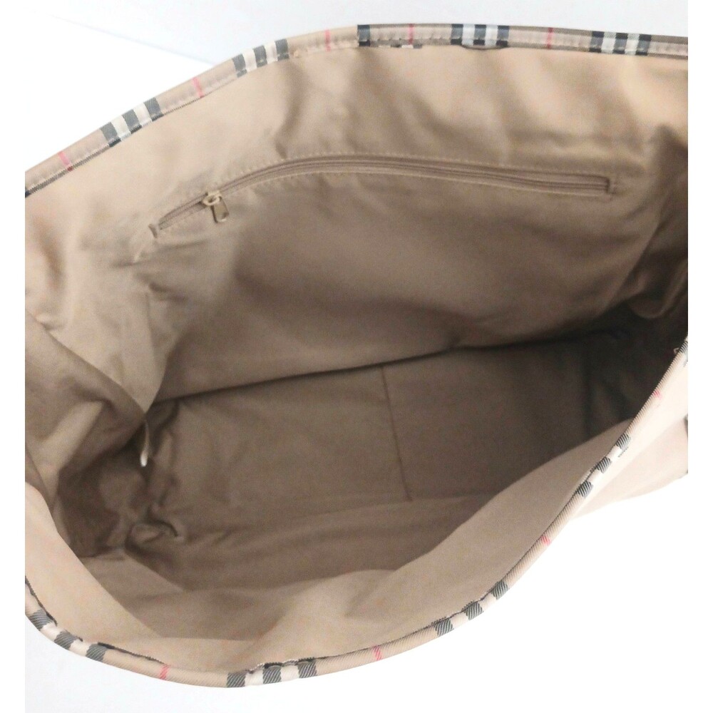 Burberry Fragrance Khaki Nylon Lg Messenger Bag Nova Check Piping Trim Adj Strap - Picture 13 of 16